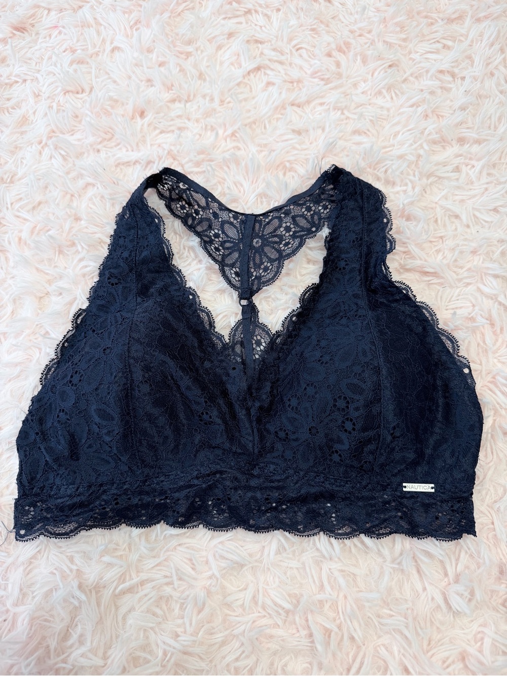 Nautica Navy Floral Lace Racerback Bralette